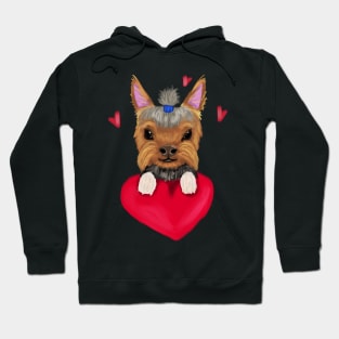 Yorkie with red heart Hoodie